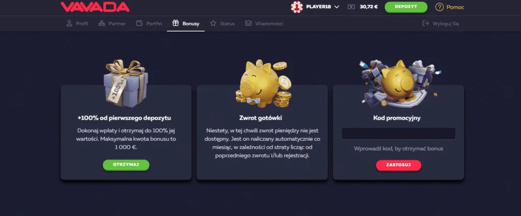 Vavada Casino bonusy za rejestrację i pakiet powitalny dla nowych graczy w PLN