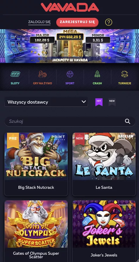 Vavada Casino mobilne pełna platforma dostępna na smartfon Android i iOS